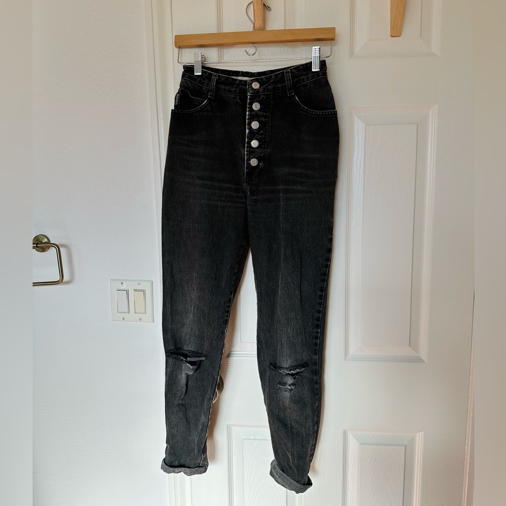 Vintage 90s Black Bongo High Rise Jeans, Distressed, Women’s Size 5